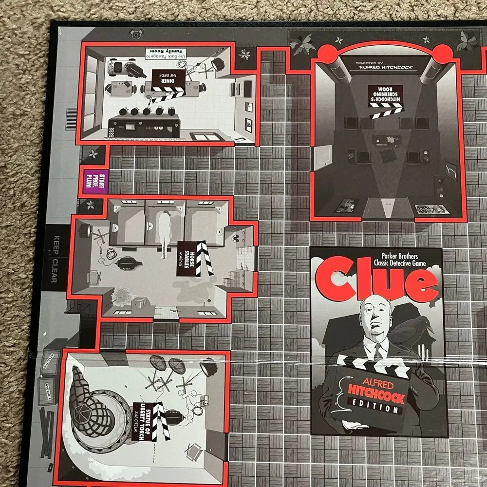 CLUE Alfred Hitchcock Edition Board Game USAopoly Replacement Game Board Only